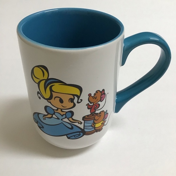 Disney Other - Disney Parks Cinderella Coffee Mug Jaq Gus Animated Cartoon White Teal Tea Cup